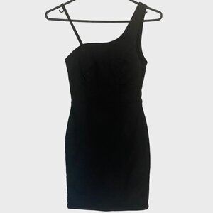 Topshop One-Shoulder Body-Con Mini Dress Womens 4 Black Sleeveless Asymmetrical